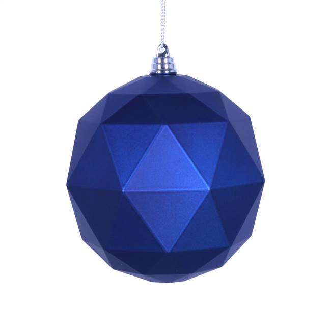 6" Blue Matte Geometric Ball 4/bag