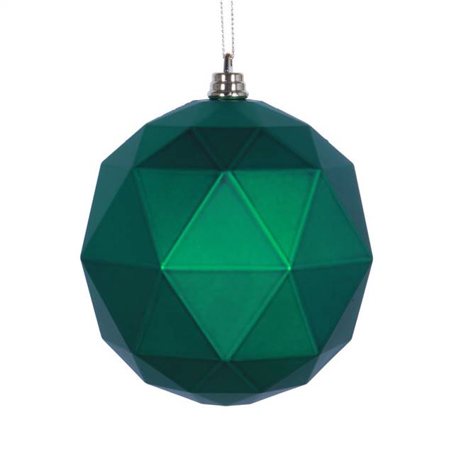 6" Green Matte Geometric Ball 4/bag