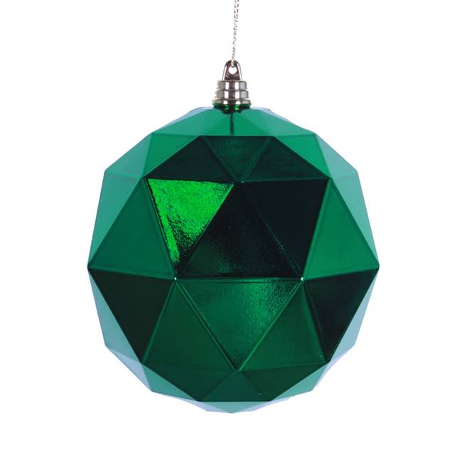 6" Green Shiny Geometric Ball 4/bag