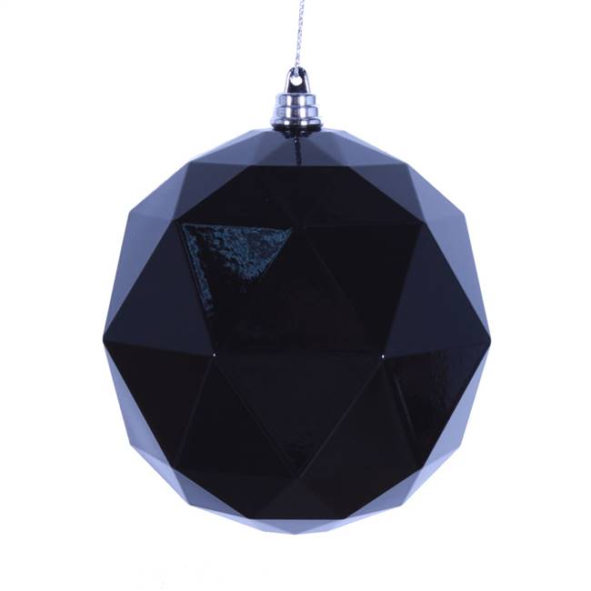 6" Black Shiny Geometric Ball 4/bag