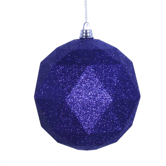 6" Cobalt Blue Glitter Geo Ball 4/bag