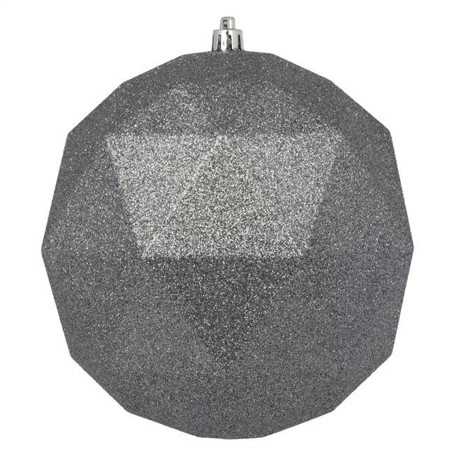 6" Limestone Glitter Geometric Ball 4/Bg