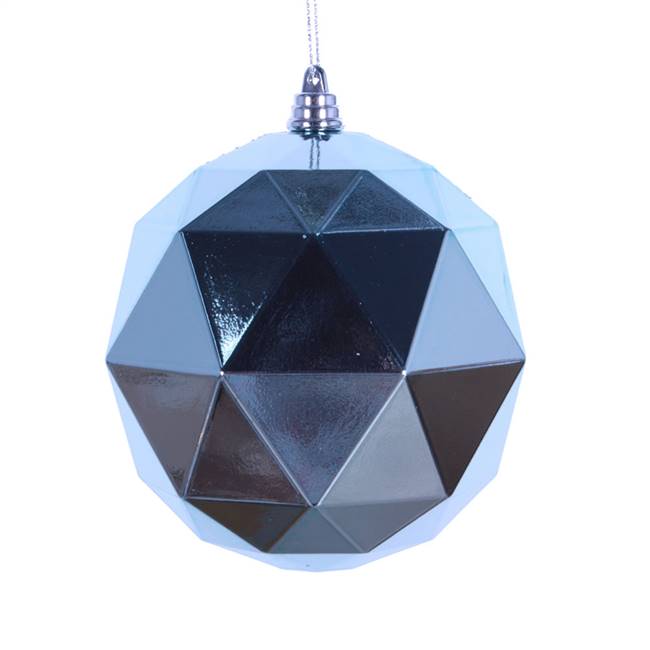 6" Baby Blue Shiny Geometric Ball 4/bag