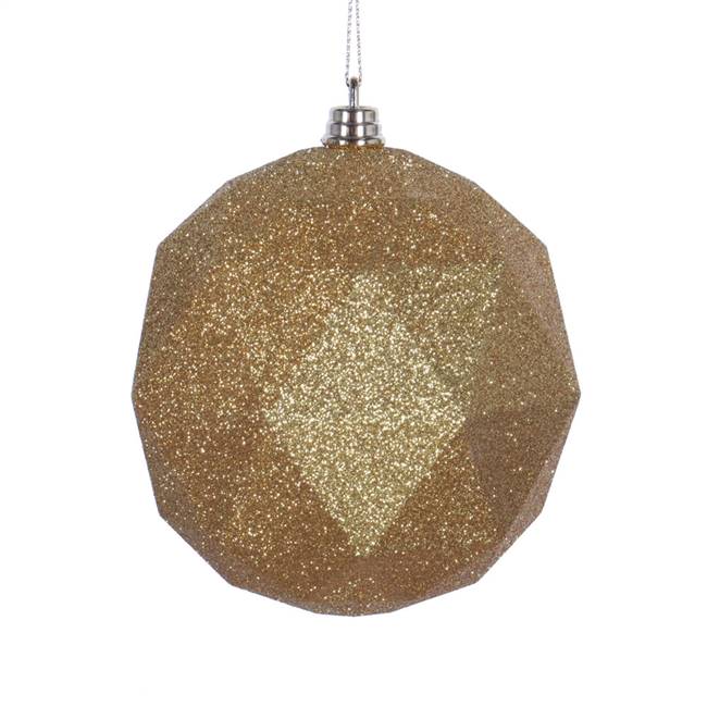 6" Honey Gold Glitt Geometric Ball 4/bag