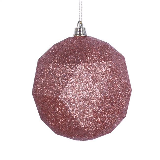 6" Rose Gold Glitter Geo Ball 4/bag