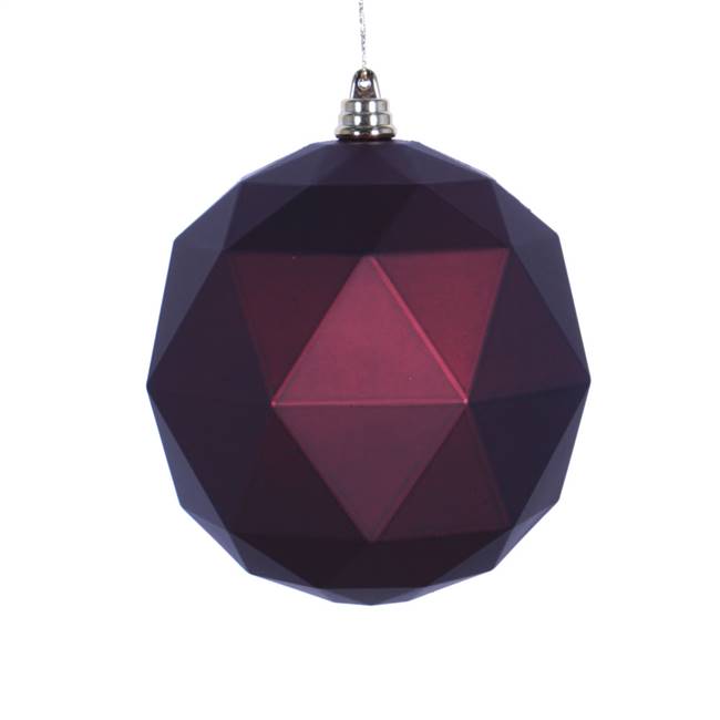 6" Burgundy Matte Geometric Ball 4/bag