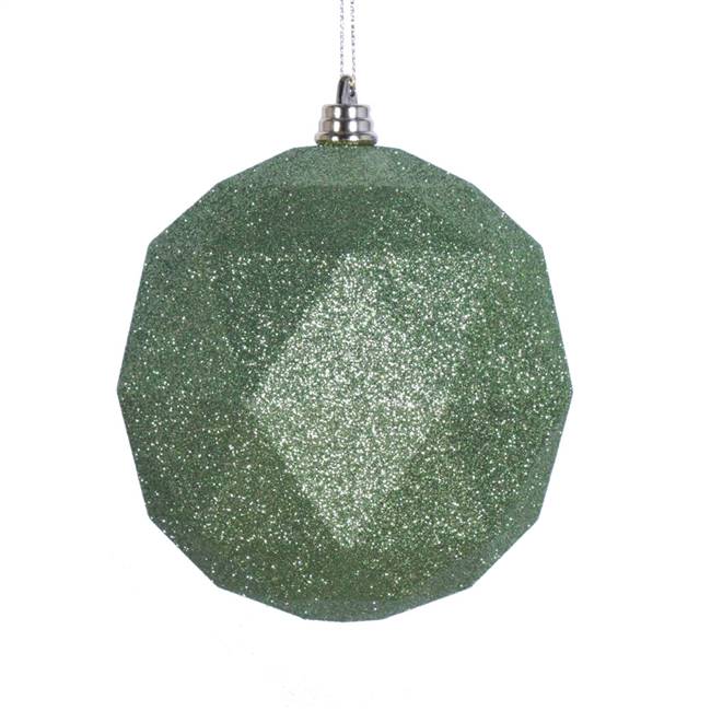 6" Lime Glitter Geometric Ball 4/bag