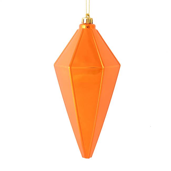 7" Brn Orange Shiny Lantern Ornamnt 4/Ba