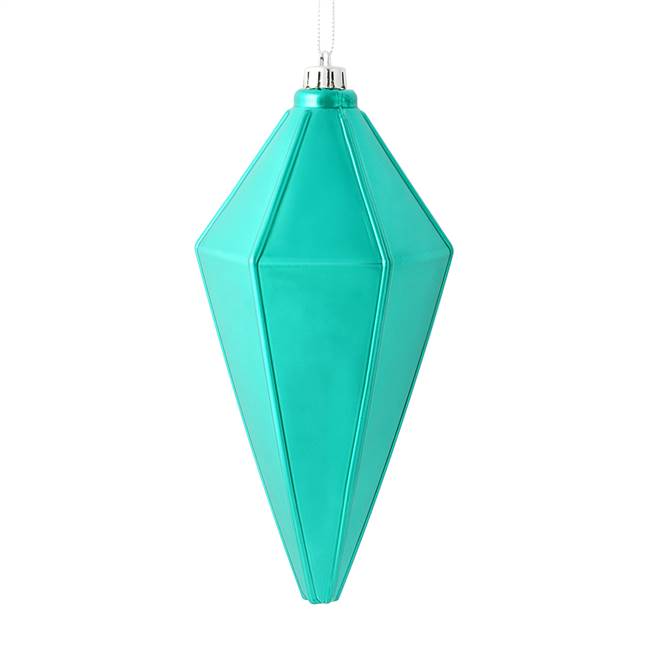 7" Teal Shiny Lantern Ornament 4/Bag