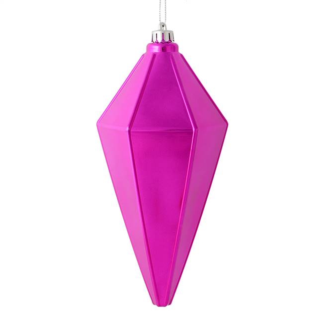 7" Fuchsia Shiny Lantern Ornament 4/Bag