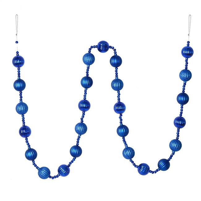 6' Blue Stripe Ball Ornament Garland