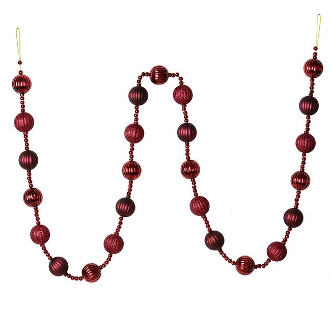 6' Wine Stripe Ball Ornament Garland