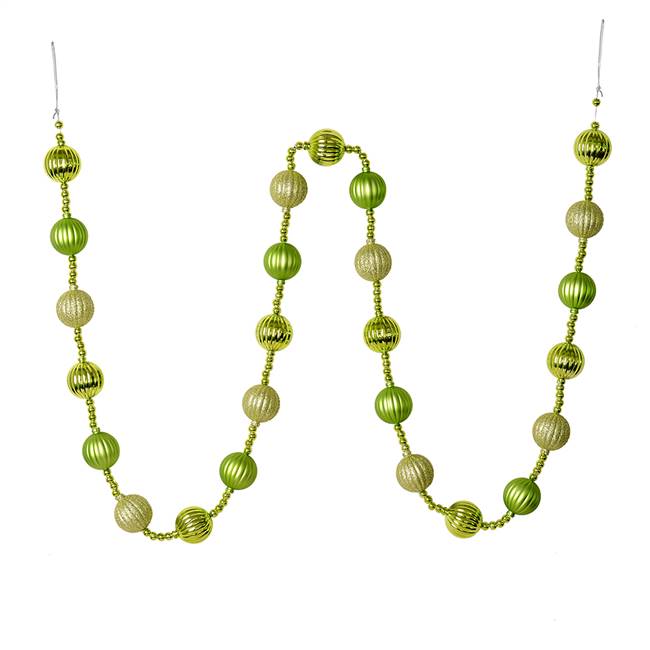 6' Celadon Stripe Ball Ornament Garland