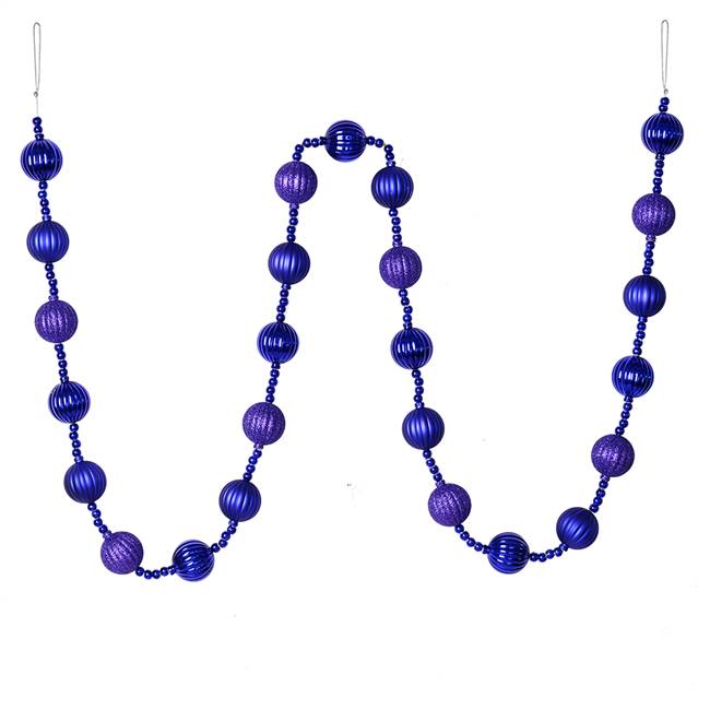 6' Purple Stripe Ball Ornament Garland