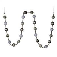 6' Pewter Stripe Ball Ornament Garland