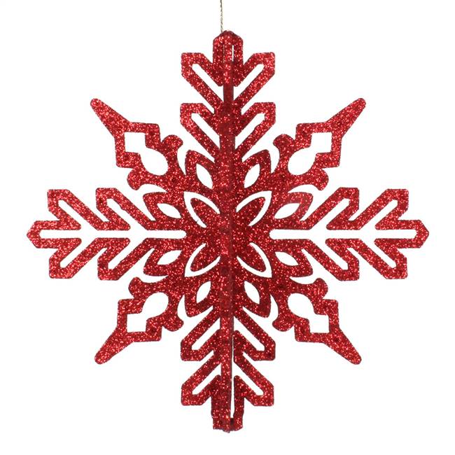 6" Red 3D Glitter Snowflake 3/Bag