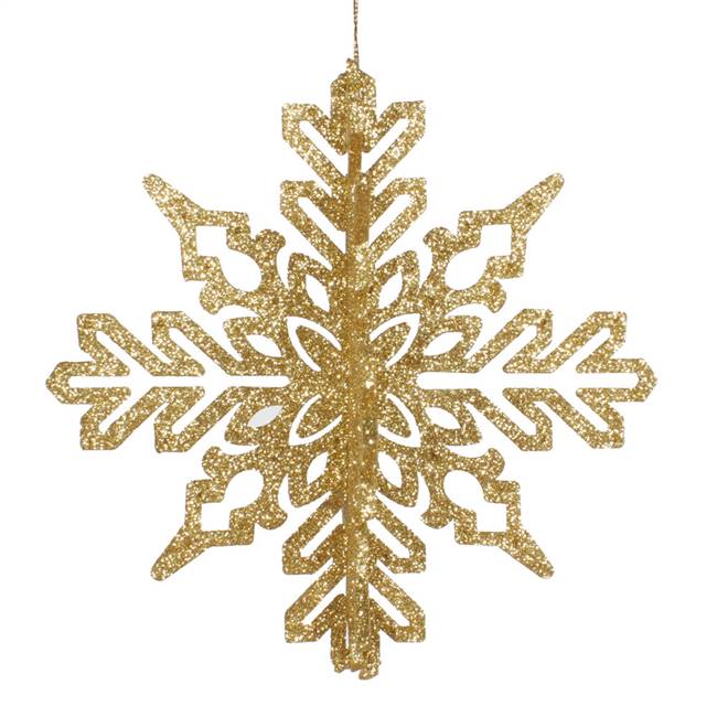 6" Gold 3D Glitter Snowflake 3/Bag