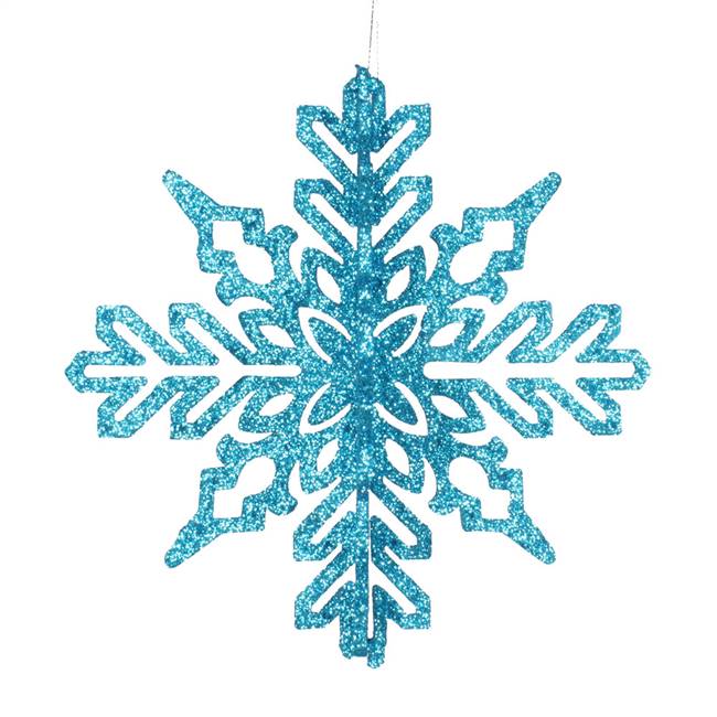 6" Turquoise 3D Glitter Snowflake 3/Bag
