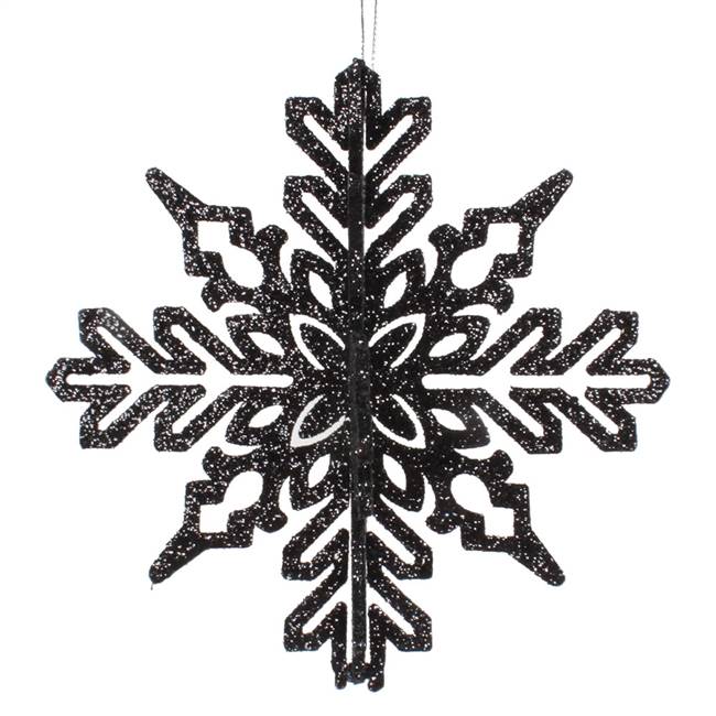 6" Black 3D Glitter Snowflake 3/Bag