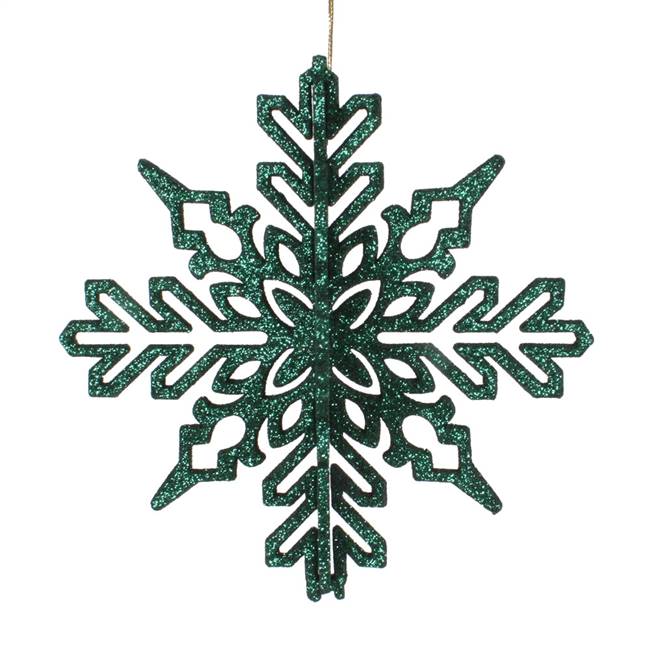 6" Emerald 3D Glitter Snowflake 3/Bag
