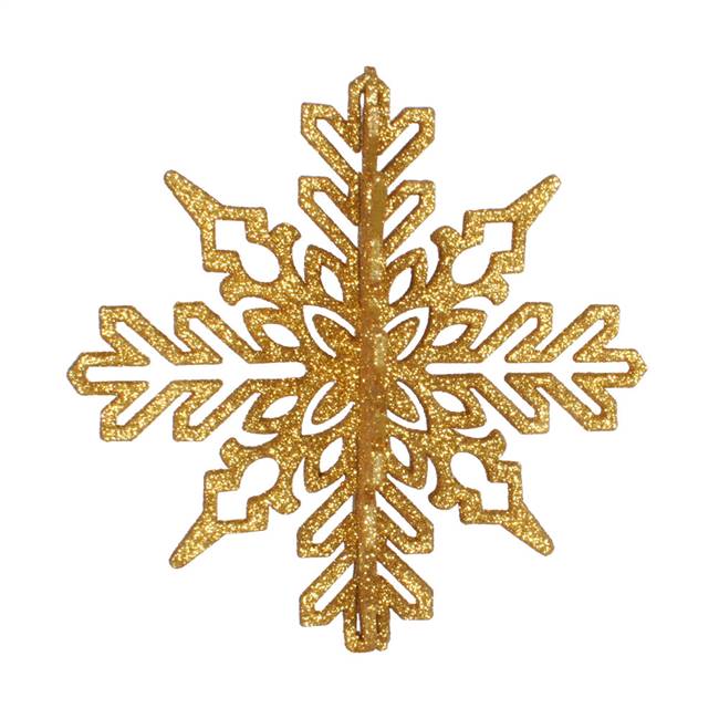 6" Antique Gold 3D Glitter Snowflake 3/B
