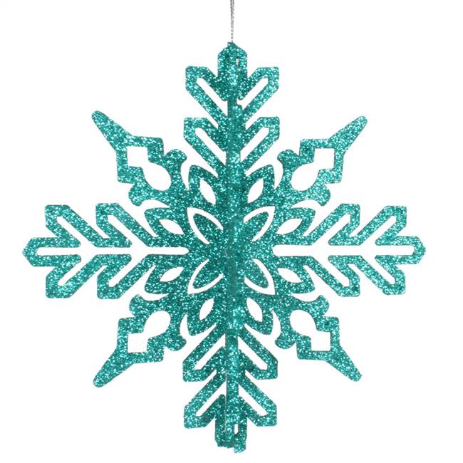 6" Teal 3D Glitter Snowflake 3/Bag