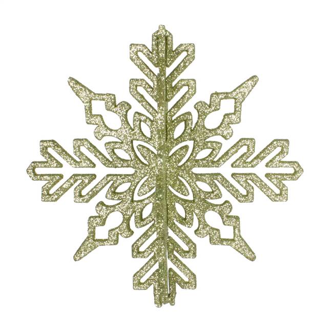 6" Celadon 3D Glitter Snowflake 3/Bag
