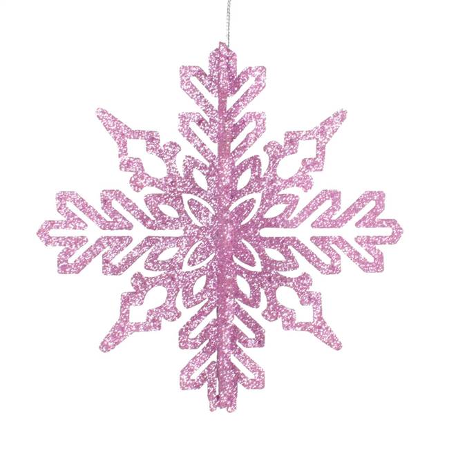 6" Pink 3D Glitter Snowflake 3/Bag