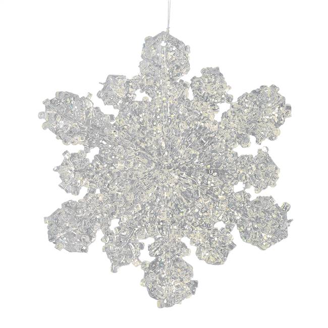 5" Clear Snowflake Silver Glitter 6/Bag