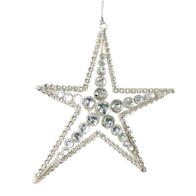 6" Silver Jewel Metal Sea Star Orn 3/Bag