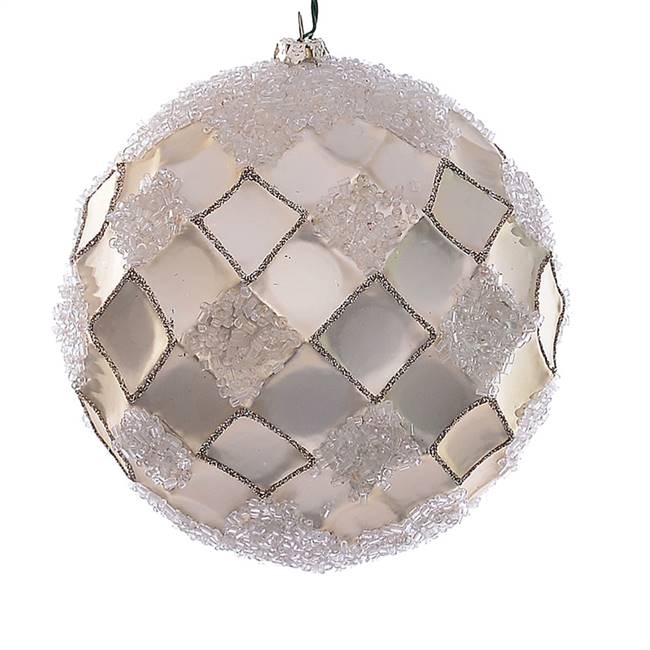 4.75" Champagne Net Beaded Ball 3/Bag