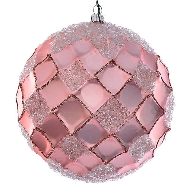 4.75" Rose Gold Net Beaded Ball 3/Bag