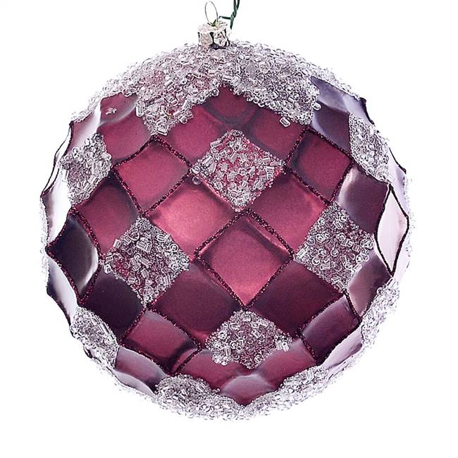 4.75" Burgundy Net Beaded Ball 3/Bag