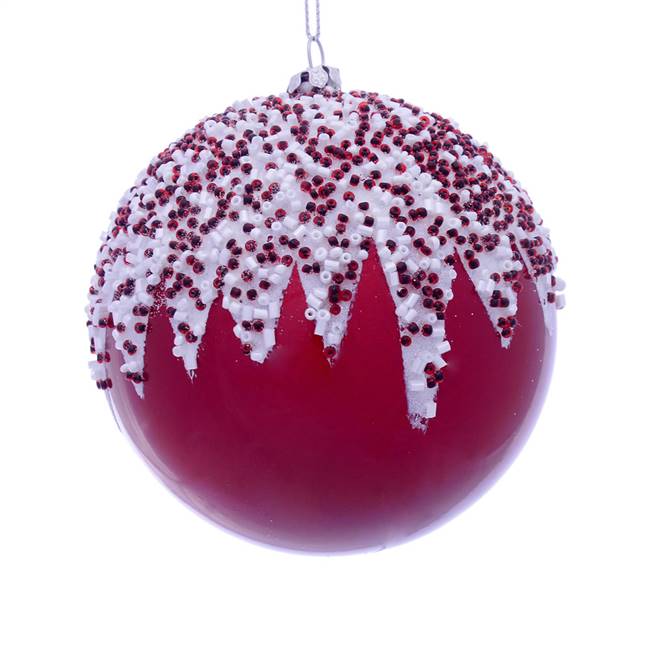 4.75" Red Beaded Candy Ornament 2/Box