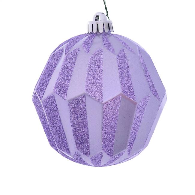 5" Lilac Glitter Faceted Orn 3/Bg