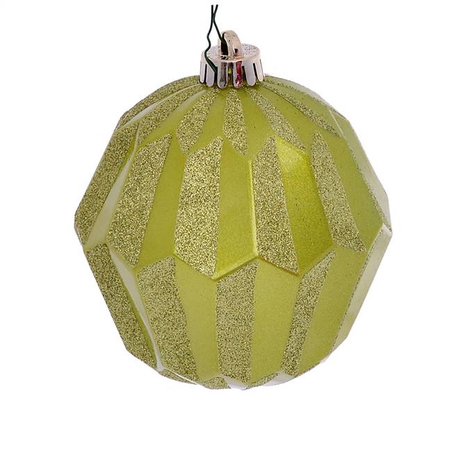 5" Lime Glitter Faceted Ball Orn 3/Bg