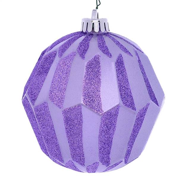 5" Lavender Glitter Diamnd Ball Orn 3/Bg