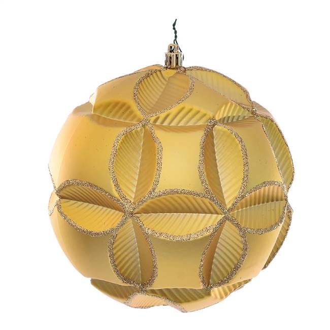 6" Gold Matte Clover Ball Ornament 2/Bg