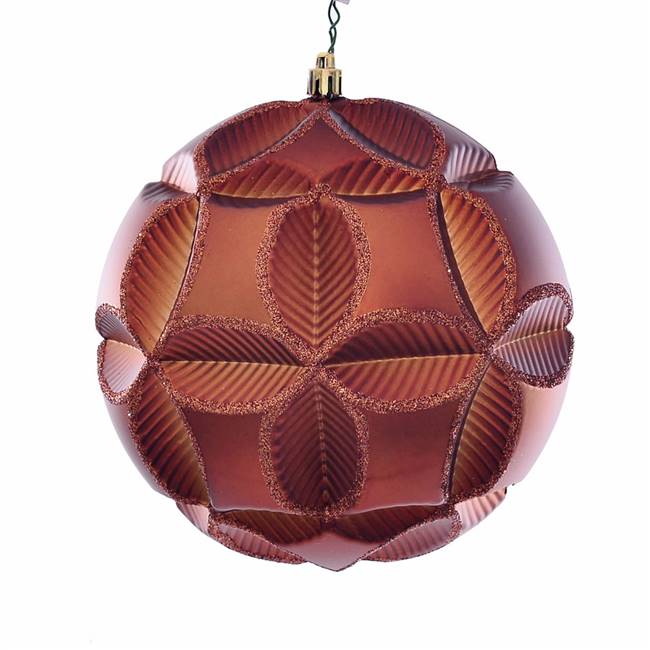 6" Copper Matte Clover Ball Orn 2/Bg