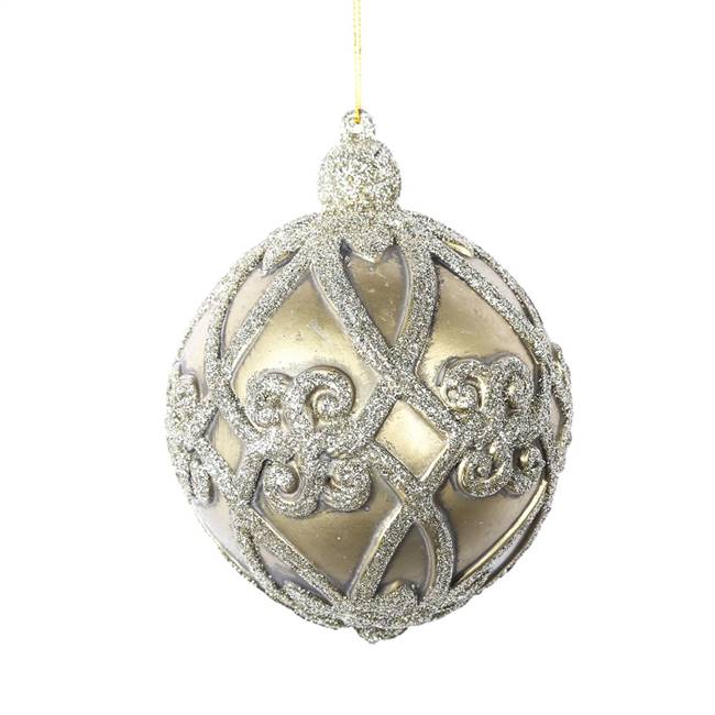 5" Gold Antique Filigree Ball Orn 3/Bag