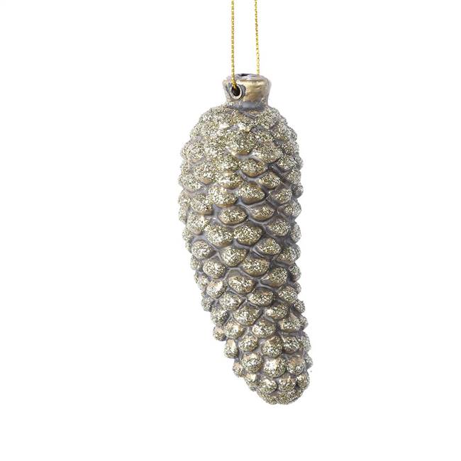 4" Champagne Antique Pinecone Orn 6/Bag
