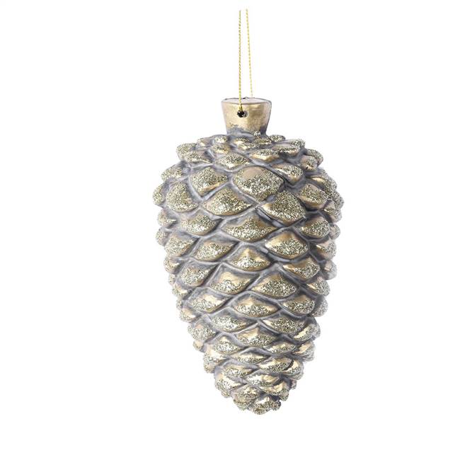 5.5" Champagne Antique Pinecone Orn 3/Bg