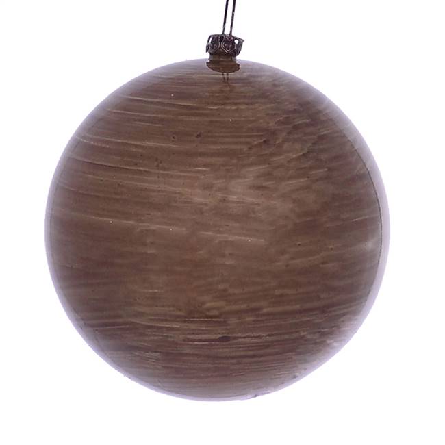 4" Brown Wood Grain Ball Orn 6/Bag