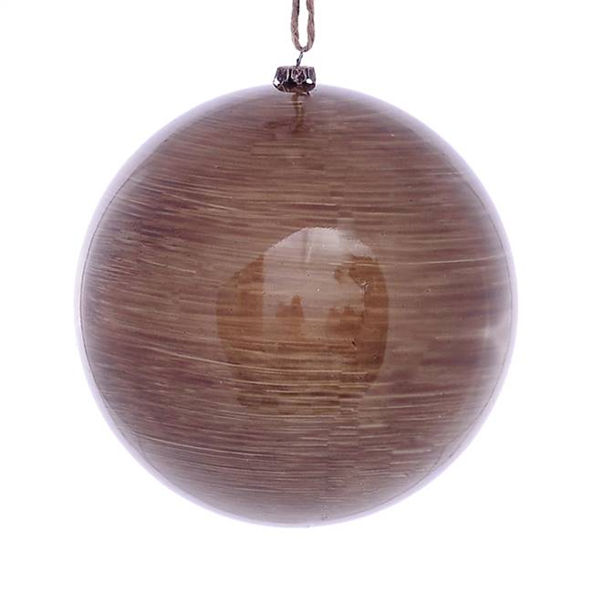 6" Brown Wood Grain Ball Orn 3/Bag