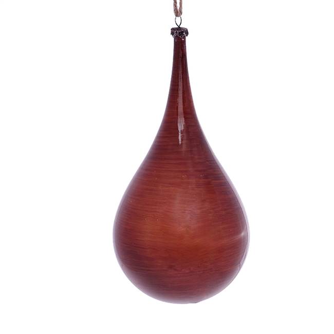 4" Copper Wood Grain Teardrop Orn 2/Bag