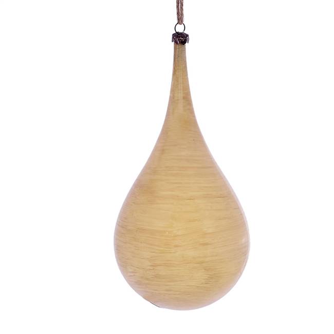 4" Tan Wood Grain Teardrop Orn 2/Bag