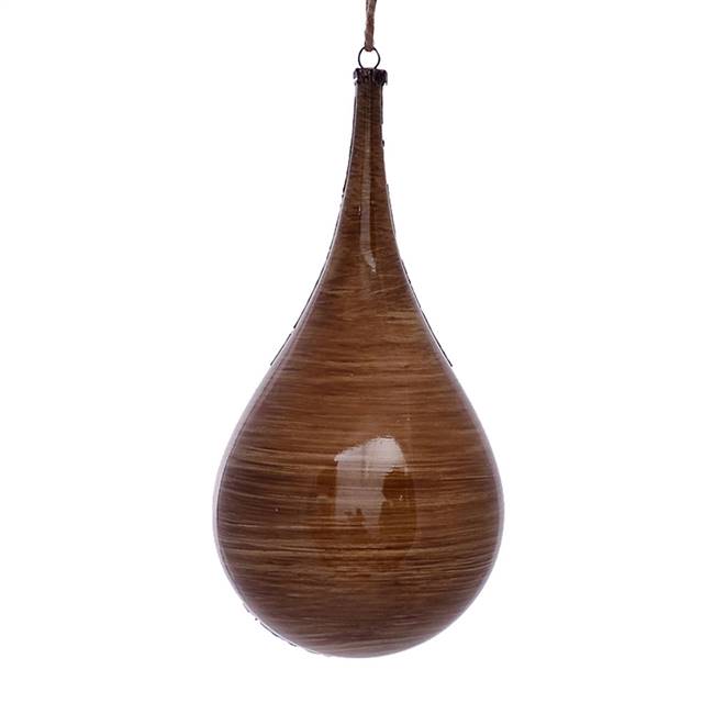 4" Brown Wood Grain Teardrop Orn 2/Bag