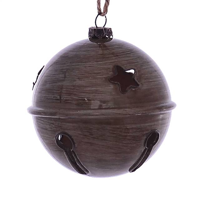 3" Pewter Wood Grain Bell Orn 6/Bag