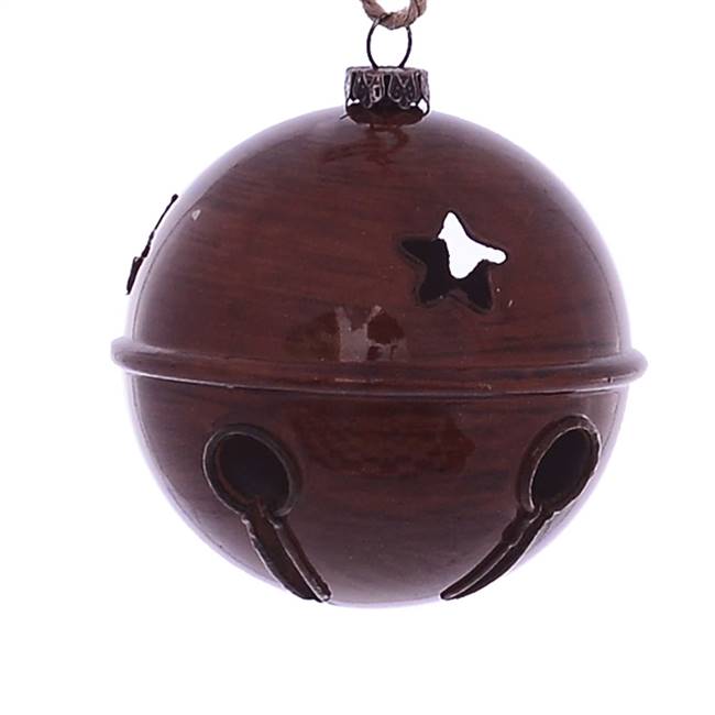 3" Copper Wood Grain Bell Orn 6/Bag