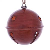 4" Copper Wood Grain Bell Orn 6/Bag